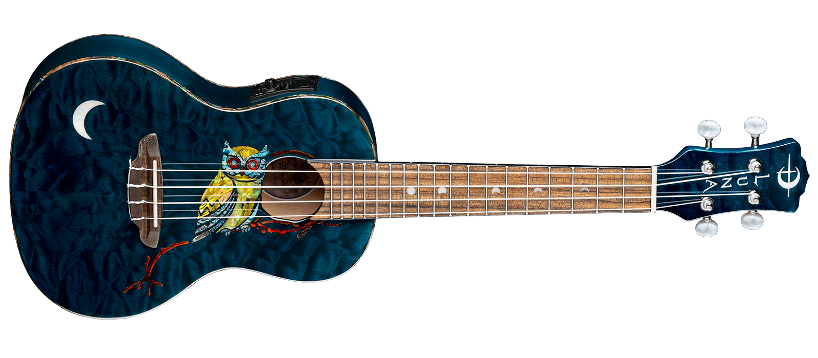 Uke Owl Quilt Top Concert w/Preamp & Gig